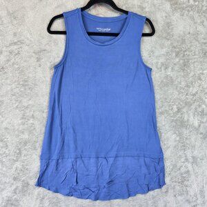 Soft Surroundings Tunic Top Womens XS Blue Sleeveless Rayon Blend Layered Hem